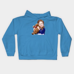 Little lady with a teddy bear. Kids Hoodie